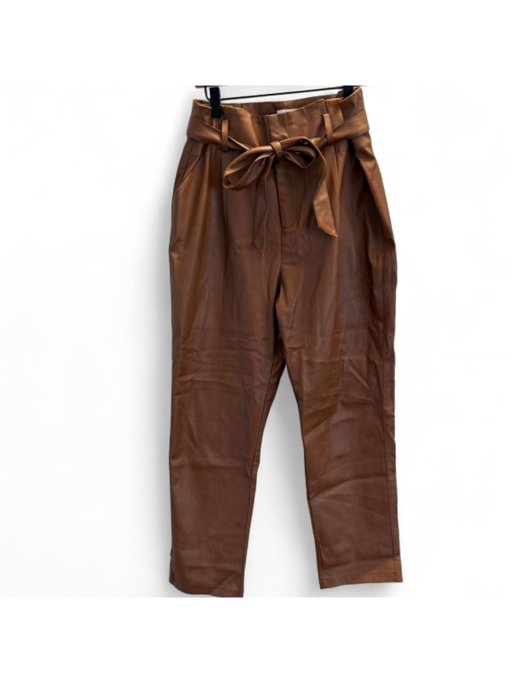 Lucy Paris brown leather trousers with belt, Size L, never worn like new #leathe